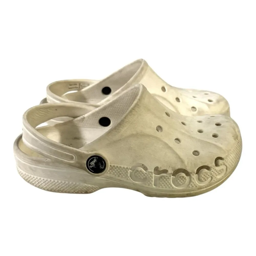 CROCS Baya Clog Slide KIDS White Sz J2 Sandals Water Shoes Waterproof Outdoors